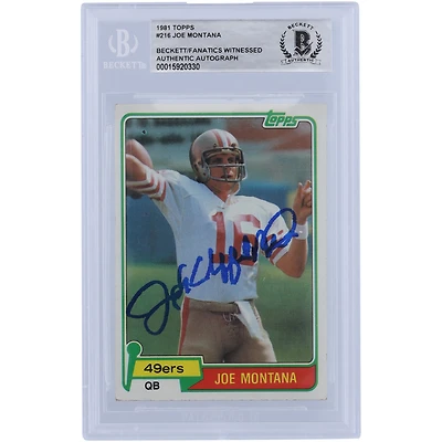 Joe Montana San Francisco 49ers Autographed 1981 Topps Series 1 Full Name Signature #216 Beckett Fanatics Witnessed Authenticated Rookie Card