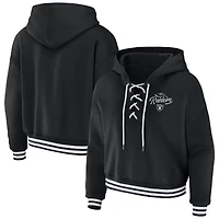 Women's WEAR by Erin Andrews Black Las Vegas Raiders Lace-Up Pullover Hoodie