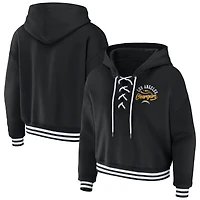 Women's WEAR by Erin Andrews Black Los Angeles Chargers Lace-Up Pullover Hoodie