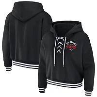 Women's WEAR by Erin Andrews Black New England Patriots Lace-Up Pullover Hoodie