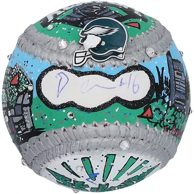 DeVonta Smith Philadelphia Eagles Autographed Baseball - Art by Charles Fazzino - WN55911367
