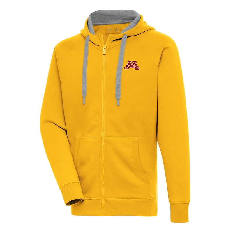 Men's Antigua  Gold Minnesota Golden Gophers Victory Full-Zip Hoodie