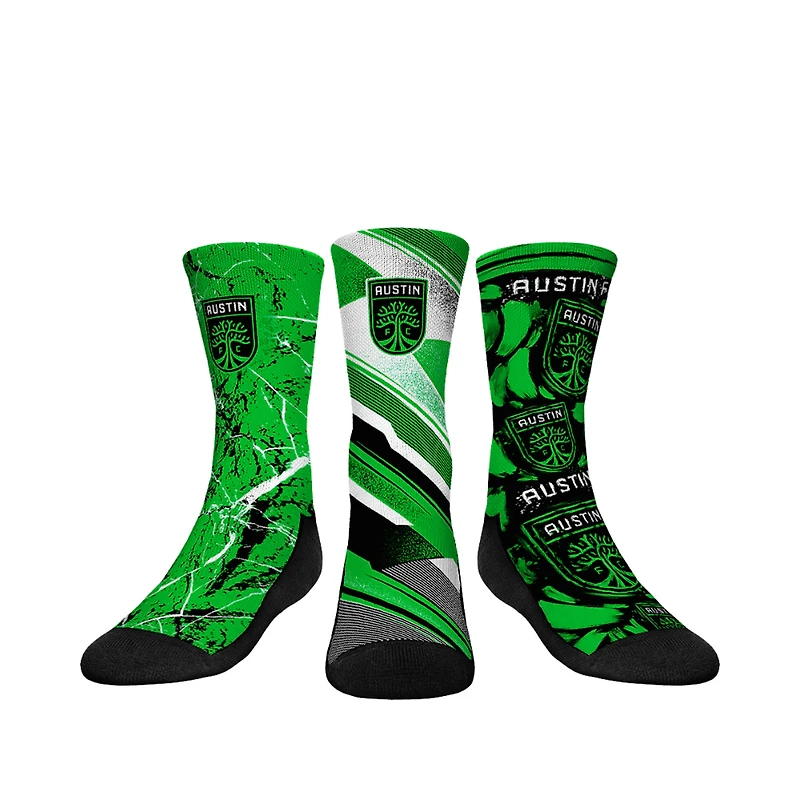 Youth Rock Em Socks  Green Austin FC Three-Pack Crew Socks Set