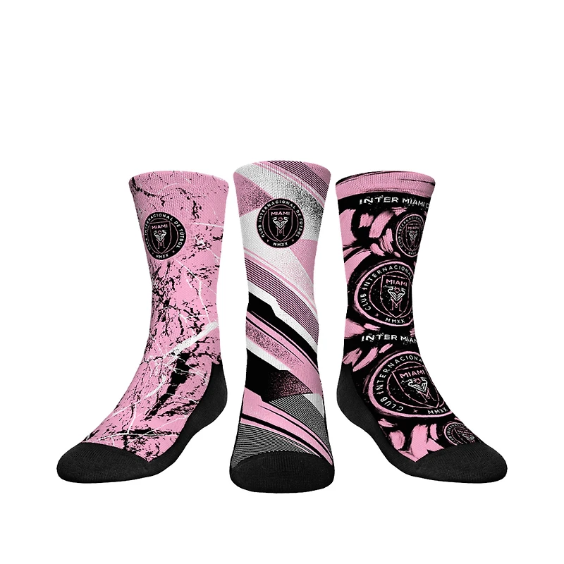 Youth Rock Em Socks  Pink Inter Miami CF Three-Pack Crew Socks Set