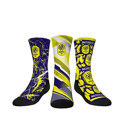Youth Rock Em Socks  Yellow Nashville SC Three-Pack Crew Socks Set