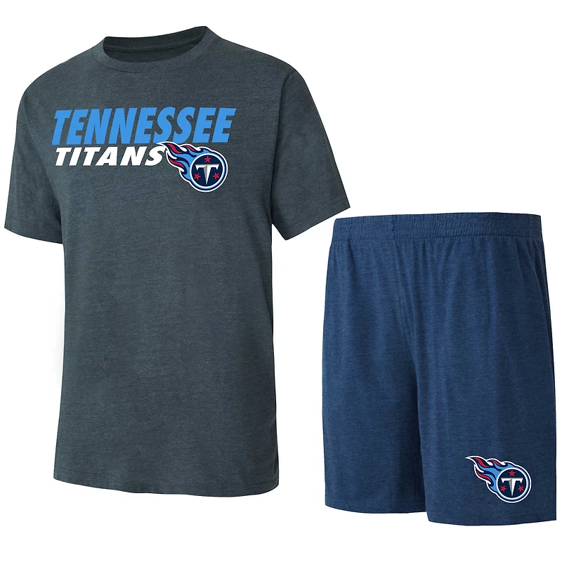 Men's Concepts Sport Navy/Charcoal Tennessee Titans Meter Top & Shorts Sleep Set