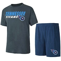 Men's Concepts Sport Navy/Charcoal Tennessee Titans Meter Top & Shorts Sleep Set