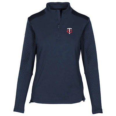 Women's Levelwear  Navy Minnesota Twins Daybreak Insignia Core Quarter-Zip Pullover Top
