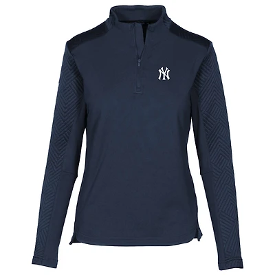 Women's Levelwear Navy New York Yankees Daybreak Insignia 2.0 Quarter-Zip Pullover Top