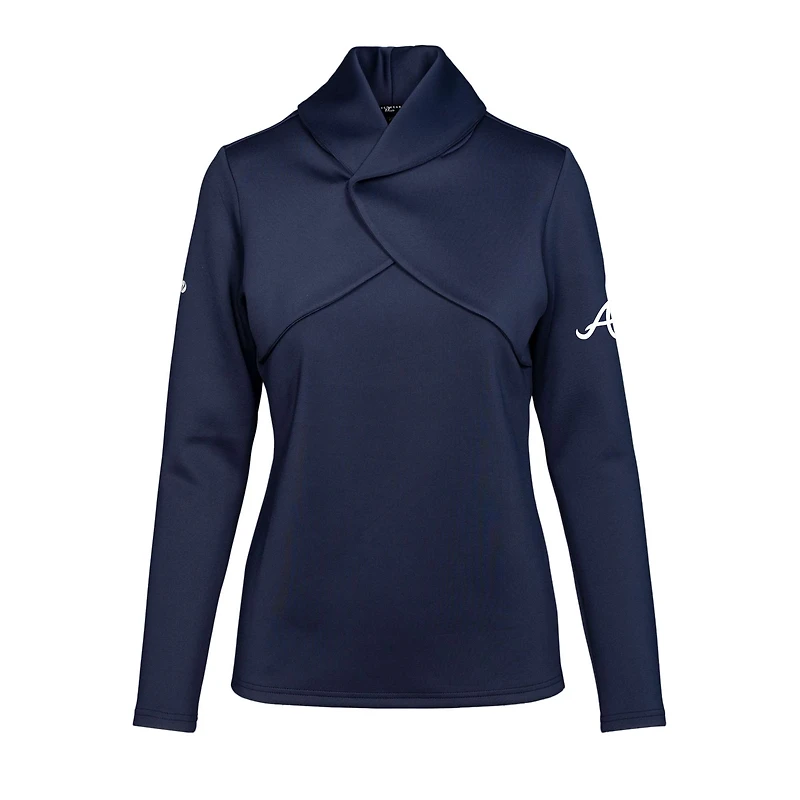 Women's Levelwear  Navy Atlanta Braves Juliet Insignia 2.0 Pullover Sweatshirt