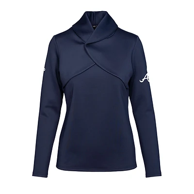 Women's Levelwear  Navy Atlanta Braves Juliet Insignia 2.0 Pullover Sweatshirt