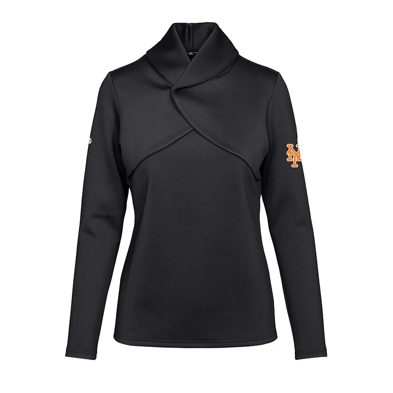 Women's Levelwear  Black New York Mets Juliet Insignia 2.0 Pullover Sweatshirt