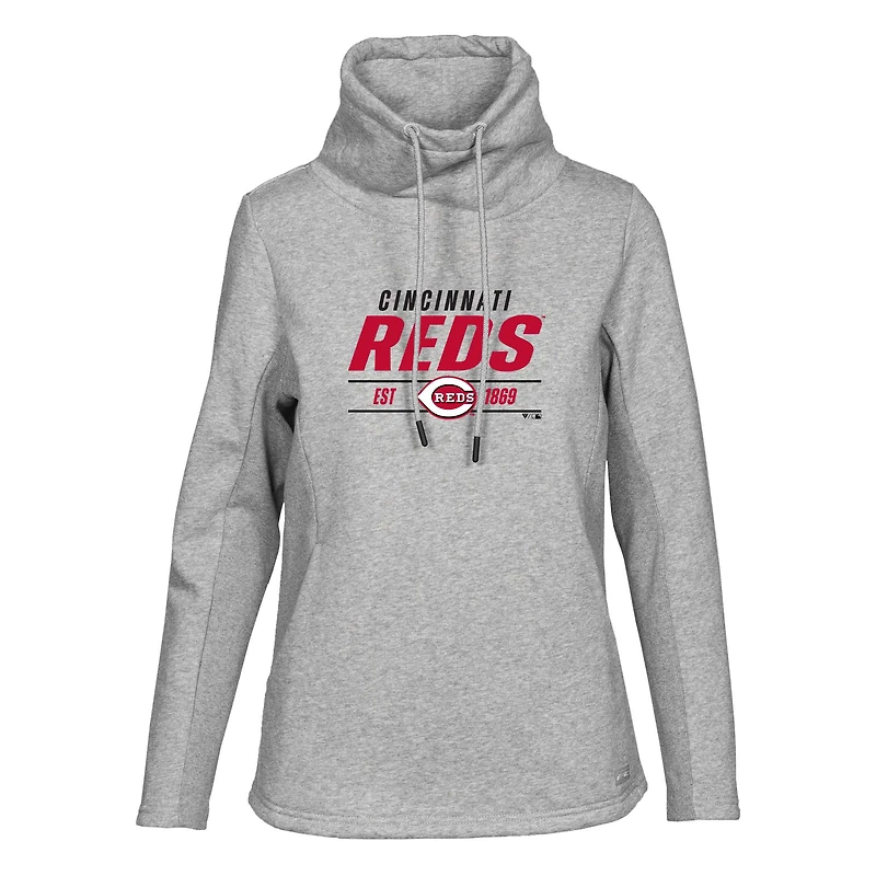 Women's Levelwear  Heather Gray Cincinnati Reds Verve Loop Pullover Sweatshirt