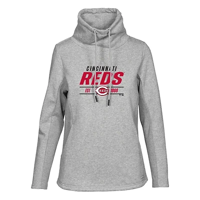 Women's Levelwear  Heather Gray Cincinnati Reds Verve Loop Pullover Sweatshirt