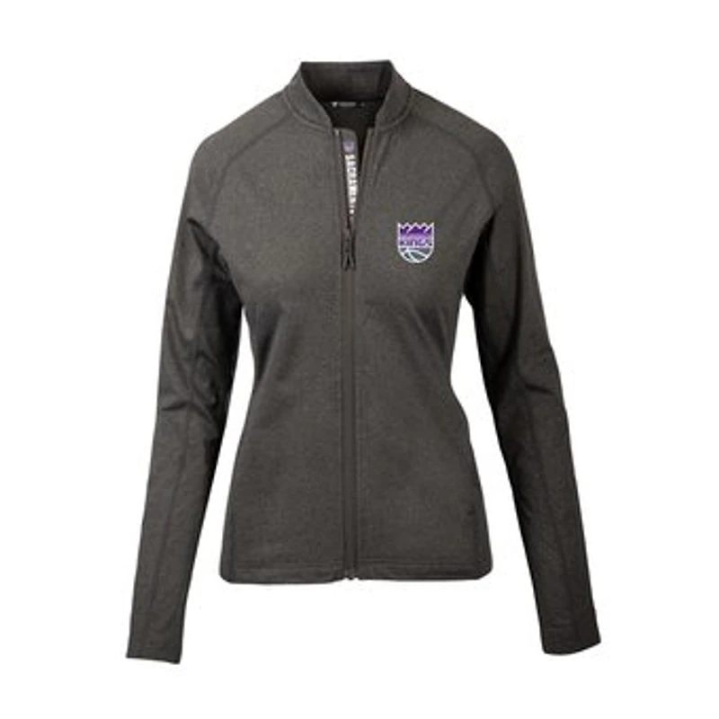 Women's Levelwear Heather Charcoal Sacramento Kings Ezra Insignia Core Full-Zip Jacket