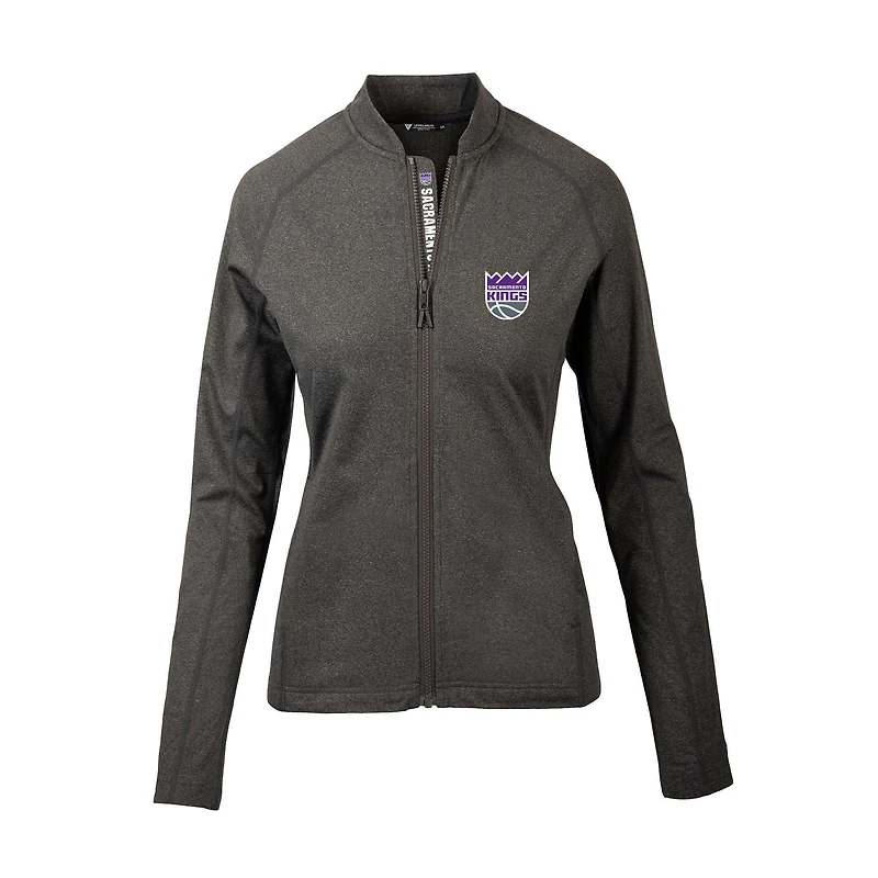 Women's Levelwear Heather Charcoal Sacramento Kings Ezra Insignia Core Full-Zip Jacket