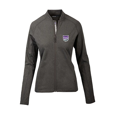 Women's Levelwear Heather Charcoal Sacramento Kings Ezra Insignia Core Full-Zip Jacket