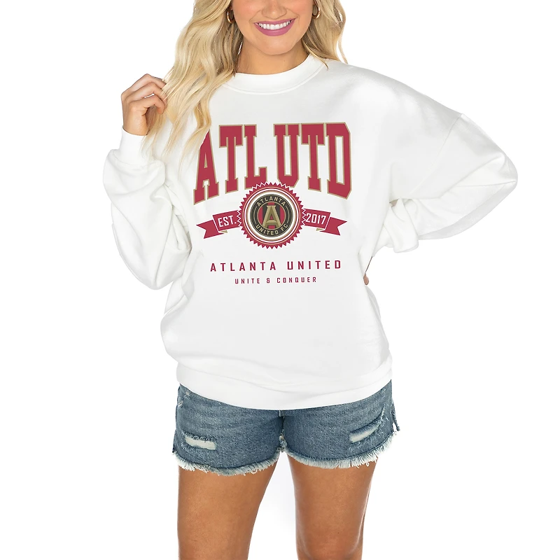 Women's Gameday Couture White Atlanta United FC Crewneck Drop Shoulder Sweatshirt