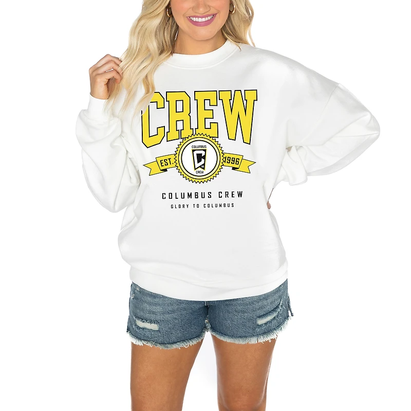 Women's Gameday Couture  White Columbus Crew Crewneck Drop Shoulder Sweatshirt