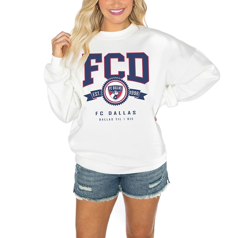 Women's Gameday Couture White FC Dallas Crewneck Drop Shoulder Sweatshirt