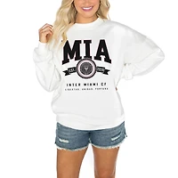 Women's Gameday Couture  White Inter Miami CF Crewneck Drop Shoulder Sweatshirt