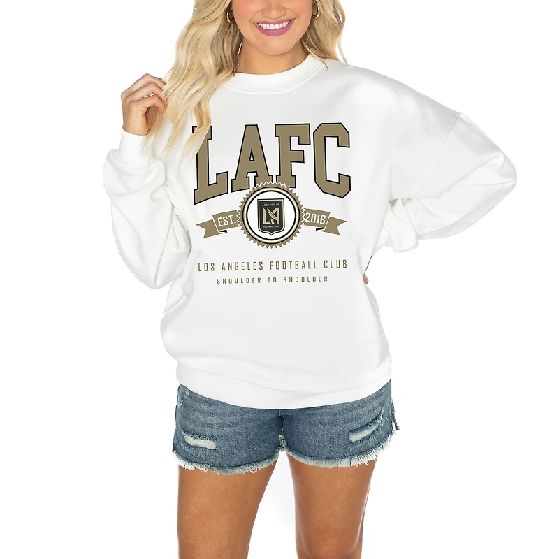 Women's Gameday Couture  White LAFC Crewneck Drop Shoulder Sweatshirt