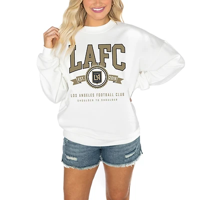 Women's Gameday Couture  White LAFC Crewneck Drop Shoulder Sweatshirt