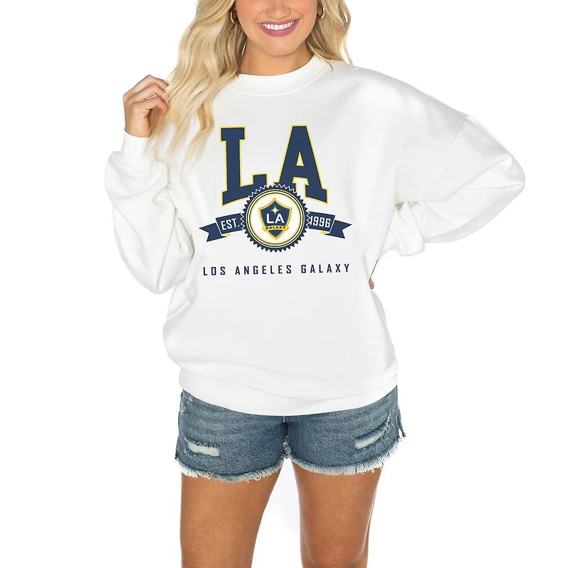 Women's Gameday Couture  White LA Galaxy Crewneck Drop Shoulder Sweatshirt