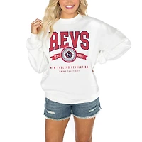 Women's Gameday Couture  White New England Revolution Crewneck Drop Shoulder Sweatshirt