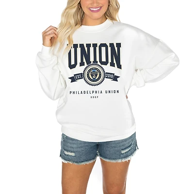 Women's Gameday Couture White Philadelphia Union Crewneck Drop Shoulder Sweatshirt