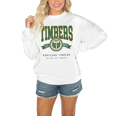 Women's Gameday Couture White Portland Timbers Crewneck Drop Shoulder Sweatshirt