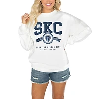 Women's Gameday Couture  White Sporting Kansas City Crewneck Drop Shoulder Sweatshirt