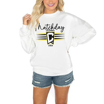 Women's Gameday Couture  White Columbus Crew Matchday Crewneck Drop Shoulder Sweatshirt