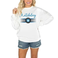 Women's Gameday Couture  White Charlotte FC Matchday Crewneck Drop Shoulder Sweatshirt