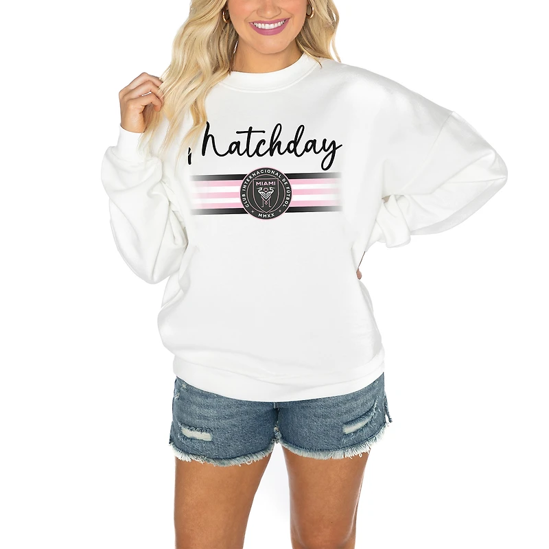 Women's Gameday Couture White Inter Miami CF Matchday Crewneck Drop Shoulder Sweatshirt