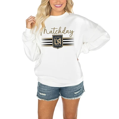 Women's Gameday Couture White LAFC Matchday Crewneck Drop Shoulder Sweatshirt