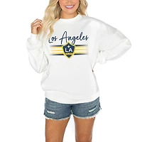Women's Gameday Couture  White LA Galaxy Matchday Crewneck Drop Shoulder Sweatshirt