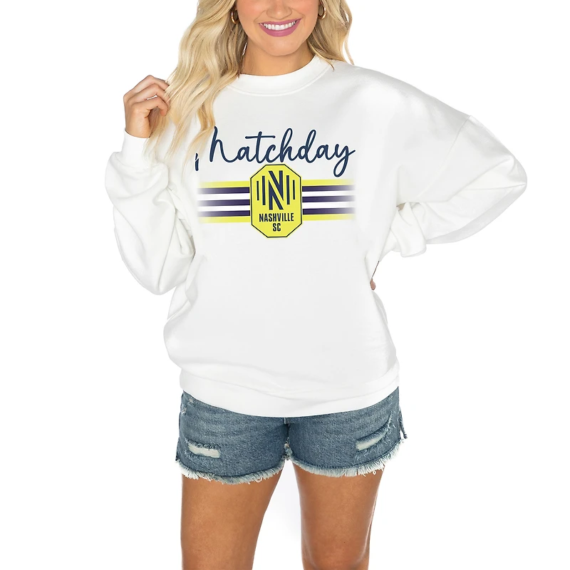 Women's Gameday Couture White Nashville SC Matchday Crewneck Drop Shoulder Sweatshirt