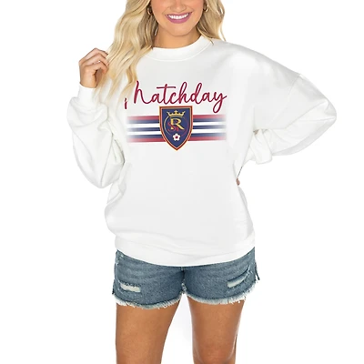 Women's Gameday Couture White Real Salt Lake Matchday Crewneck Drop Shoulder Sweatshirt