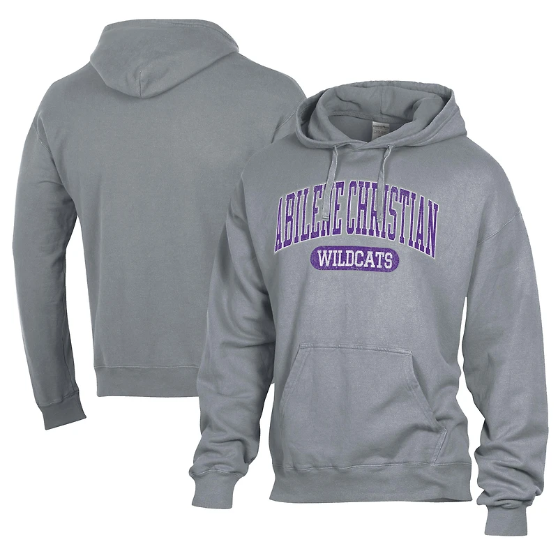 Men's Comfort Wash  Gray Abilene Christian University Wildcats Lightweight Fleece Pullover Hoodie