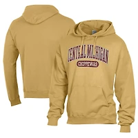 Men's Comfort Wash  Gold Central Michigan Chippewas Lightweight Fleece Pullover Hoodie
