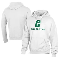 Men's Comfort Wash  White Charlotte 49ers Lightweight Fleece Pullover Hoodie
