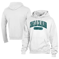 Men's Comfort Wash  White Coastal Carolina Chanticleers Lightweight Fleece Pullover Hoodie