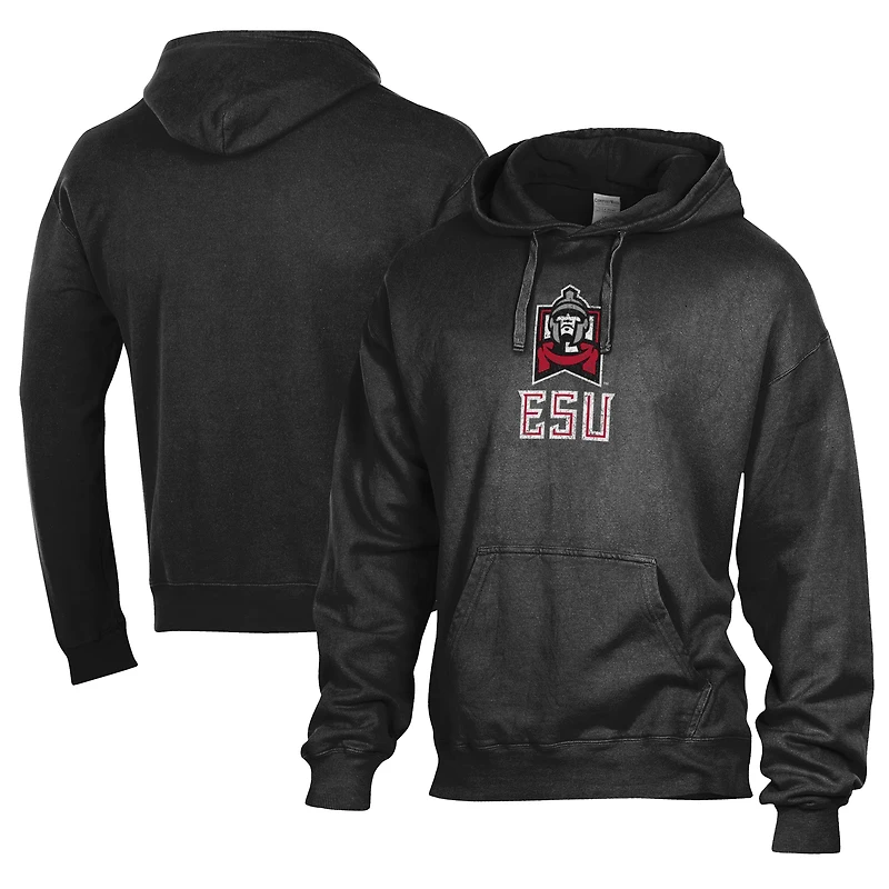 Men's Comfort Wash  Black East Stroudsburg Warriors Lightweight Fleece Pullover Hoodie