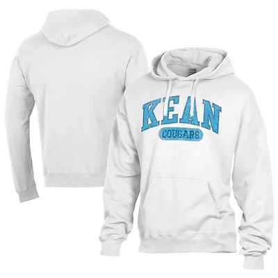 Men's Comfort Wash  White Kean University Cougars Lightweight Fleece Pullover Hoodie