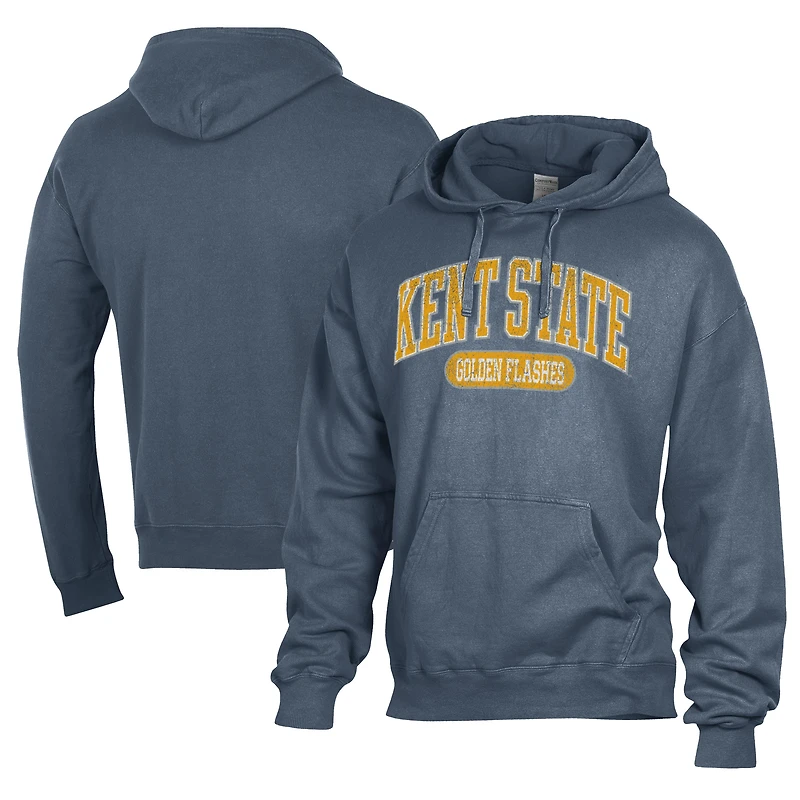 Men's Comfort Wash  Blue Kent State Golden Flashes Lightweight Fleece Pullover Hoodie