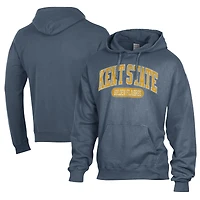 Men's Comfort Wash  Blue Kent State Golden Flashes Lightweight Fleece Pullover Hoodie