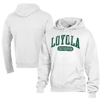 Men's Comfort Wash  White Loyola Greyhounds Lightweight Fleece Pullover Hoodie