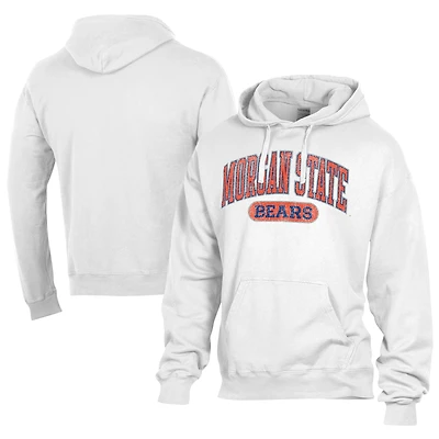 Men's Comfort Wash  White Morgan State Bears Lightweight Fleece Pullover Hoodie