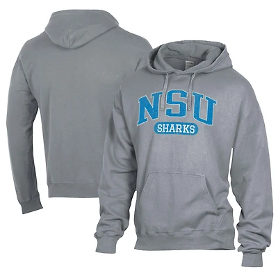 Men's Comfort Wash  Gray Nova Southeastern Sharks Lightweight Fleece Pullover Hoodie